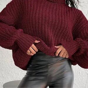 Chunky Cropped Burgundy Sweater